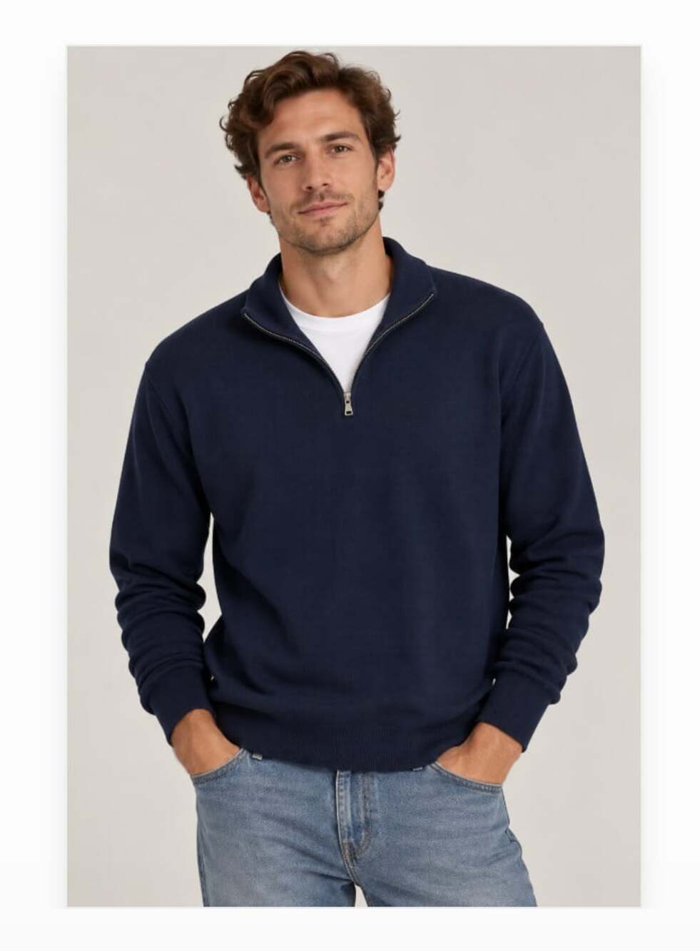 Banana Republic Sweater Mens XLT Blue Silk Cashmere 1/4 Zip Mock Neck Pullover